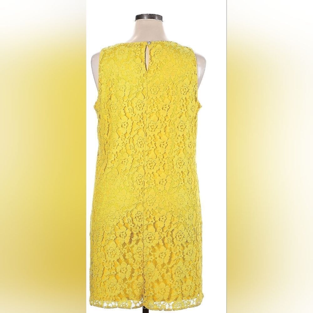 Apt.9 M Yellow Slvless Floral Lace Lined Women’s Knee Length Cocktail Dress - Picture 3 of 8